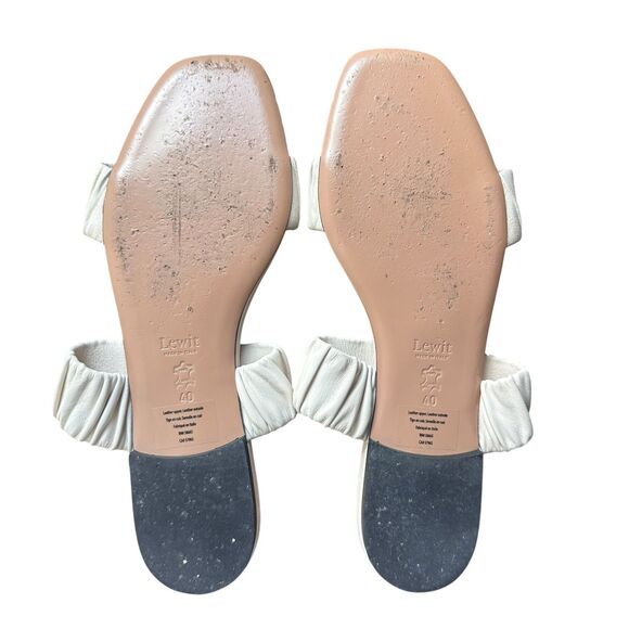 LEWIT Italian Leather Ruched Sandal Cream Sz 40 - Picture 4 of 4